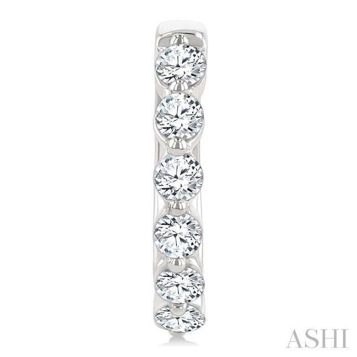 1 Ctw Prong Set Round Cut Diamond Hoop Earrings in 14K White gold