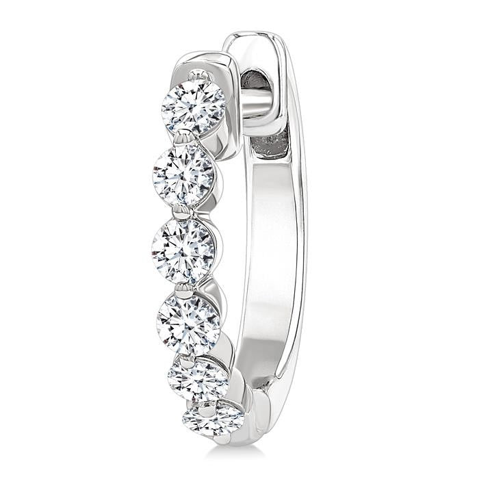 1/2 Ctw Prong Set Round Cut Diamond Hoop Earrings in 14K White gold