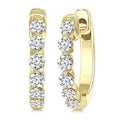 1/2 Ctw Prong Set Round Cut Diamond Hoop Earrings in 14K Yellow gold