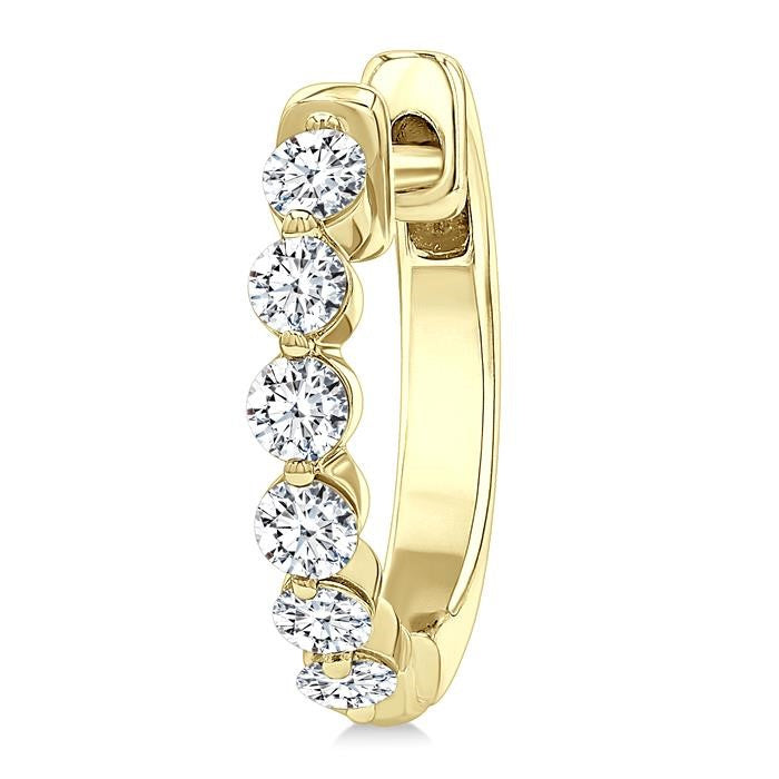 1/2 Ctw Prong Set Round Cut Diamond Hoop Earrings in 14K Yellow gold