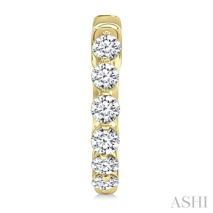1/2 Ctw Prong Set Round Cut Diamond Hoop Earrings in 14K Yellow gold