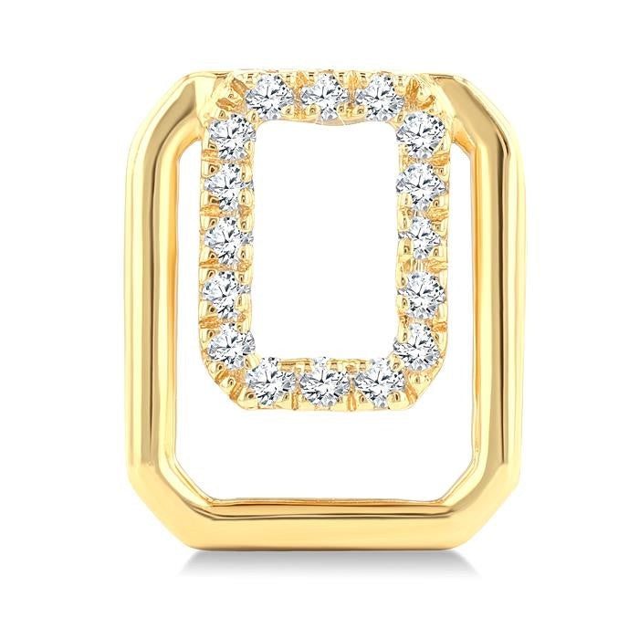 1/6 Ctw Nested Octagonal Frame Round Cut Golden Glow Diamond Fashion Drop Earrings in 10K Yellow Gold