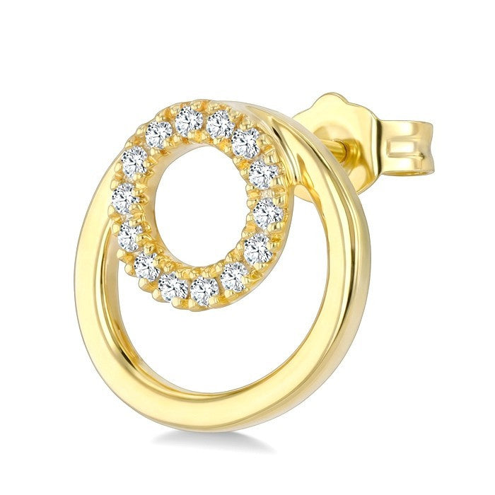 1/6 Ctw Nested Round Frame Round Cut Diamond Fashion Drop Earrings in 10K Yellow Gold