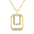 1/10 Ctw Nested Octagonal Frame Round Cut Golden Glow Diamond Fashion Drop Petite Pendant With Chain in 10K Yellow Gold