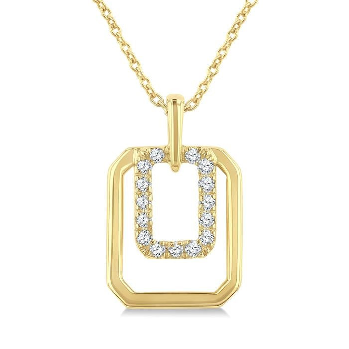 1/10 Ctw Nested Octagonal Frame Round Cut Golden Glow Diamond Fashion Drop Petite Pendant With Chain in 10K Yellow Gold