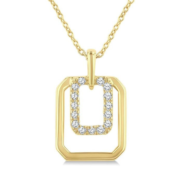 1/10 Ctw Nested Octagonal Frame Round Cut Golden Glow Diamond Fashion Drop Petite Pendant With Chain in 10K Yellow Gold