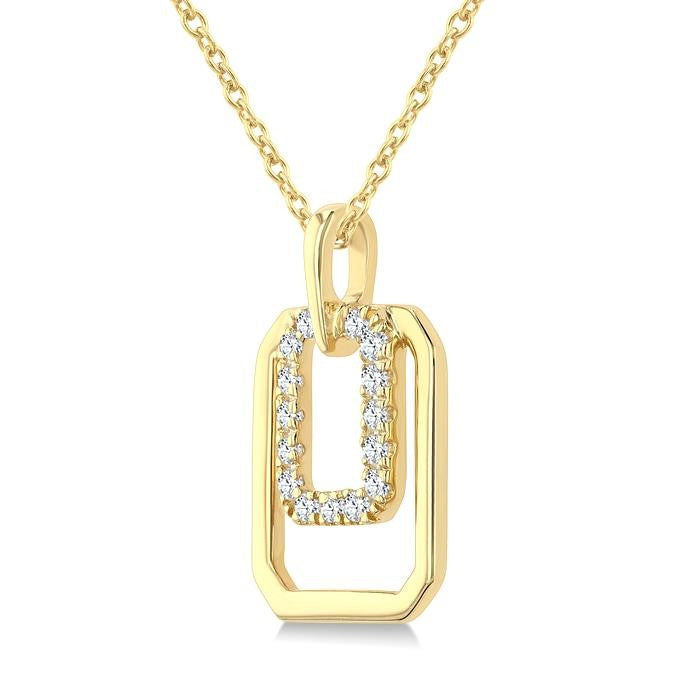 1/10 Ctw Nested Octagonal Frame Round Cut Golden Glow Diamond Fashion Drop Petite Pendant With Chain in 10K Yellow Gold