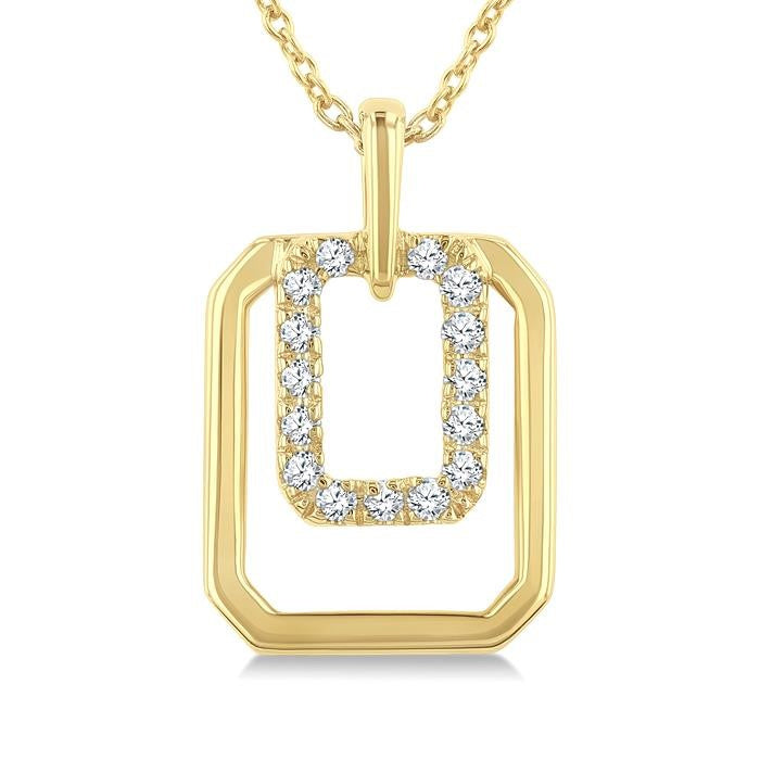 1/10 Ctw Nested Octagonal Frame Round Cut Golden Glow Diamond Fashion Drop Petite Pendant With Chain in 10K Yellow Gold