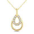 1/10 Ctw Overlay Pear Shaped Frame Round Cut Golden Glow Diamond Fashion Drop Petite Pendant With Chain in 10K Yellow Gold