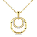1/10 Ctw Nested Round Frame Round Cut Diamond Fashion Drop Pendant With Chain in 10K Yellow Gold