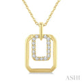 1/10 Ctw Nested Octagonal Frame Round Cut Golden Glow Diamond Fashion Drop Petite Pendant With Chain in 10K Yellow Gold