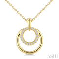 1/10 Ctw Nested Round Frame Round Cut Diamond Fashion Drop Pendant With Chain in 10K Yellow Gold