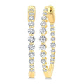 1 Ctw Inside & Out Graduated Round Cut Diamond Fashion Hoop earrings in 14K Yellow Gold