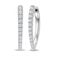 1 1/2 Ctw Round Cut Diamond Chevron Hoop Earrings in 14K White Gold
