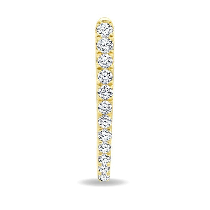 1 1/2 Ctw Round Cut Diamond Chevron Hoop Earrings in 14K Yellow Gold