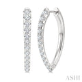 1 1/2 Ctw Round Cut Diamond Chevron Hoop Earrings in 14K White Gold