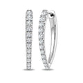 1 Ctw Round Cut Diamond Chevron Hoop Earrings in 14K White Gold