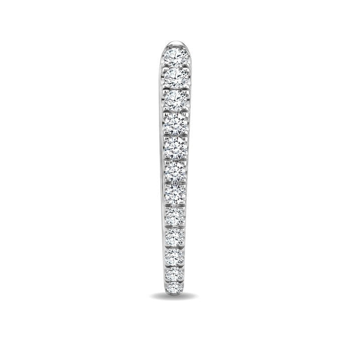 1 Ctw Round Cut Diamond Chevron Hoop Earrings in 14K White Gold