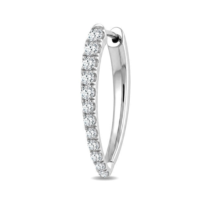 1 Ctw Round Cut Diamond Chevron Hoop Earrings in 14K White Gold