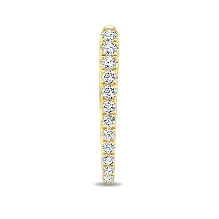 1 Ctw Round Cut Diamond Chevron Hoop Earrings in 14K Yellow Gold