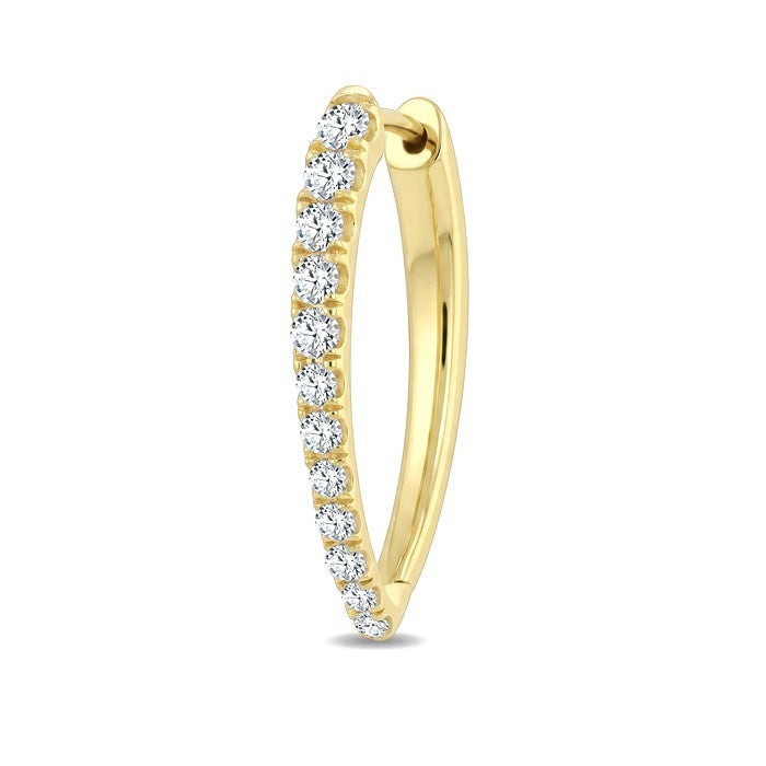 1 Ctw Round Cut Diamond Chevron Hoop Earrings in 14K Yellow Gold