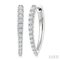 1 Ctw Round Cut Diamond Chevron Hoop Earrings in 14K White Gold