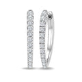 3/4 Ctw Round Cut Diamond Chevron Hoop Earrings in 14K White Gold