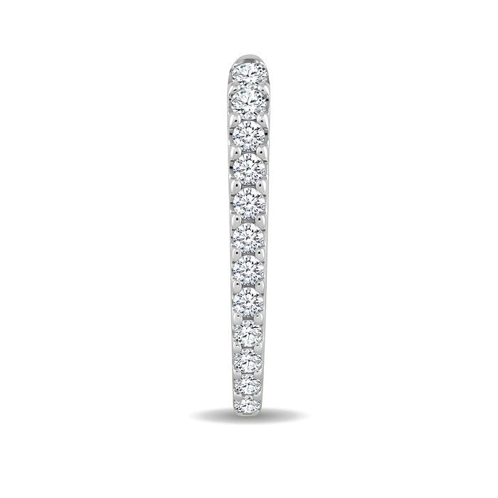 3/4 Ctw Round Cut Diamond Chevron Hoop Earrings in 14K White Gold