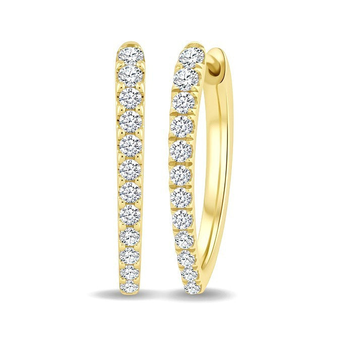 3/4 Ctw Round Cut Diamond Chevron Hoop Earrings in 14K Yellow Gold
