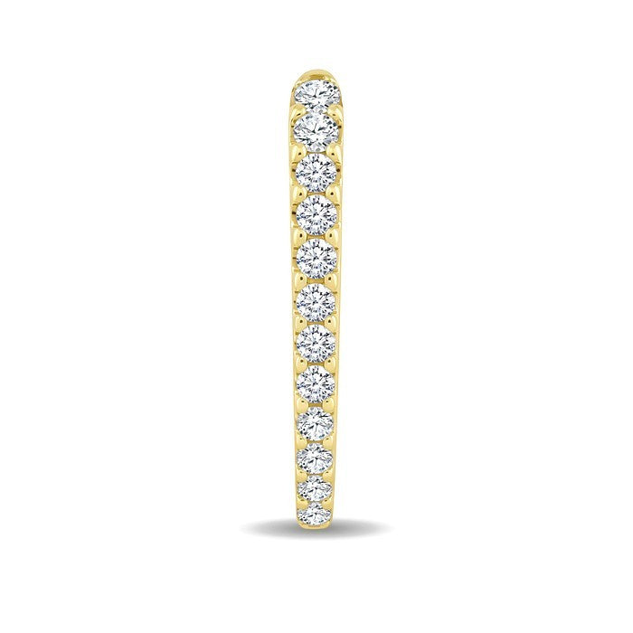 3/4 Ctw Round Cut Diamond Chevron Hoop Earrings in 14K Yellow Gold