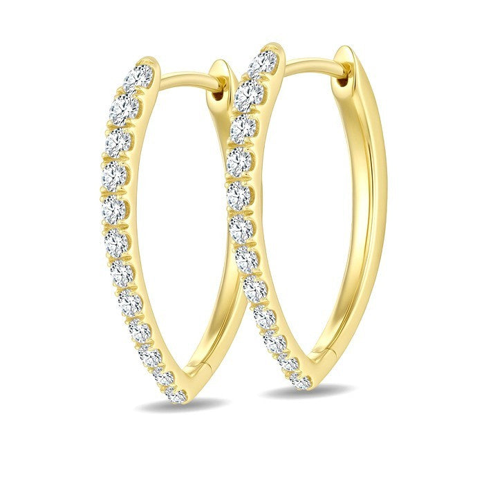 3/4 Ctw Round Cut Diamond Chevron Hoop Earrings in 14K Yellow Gold