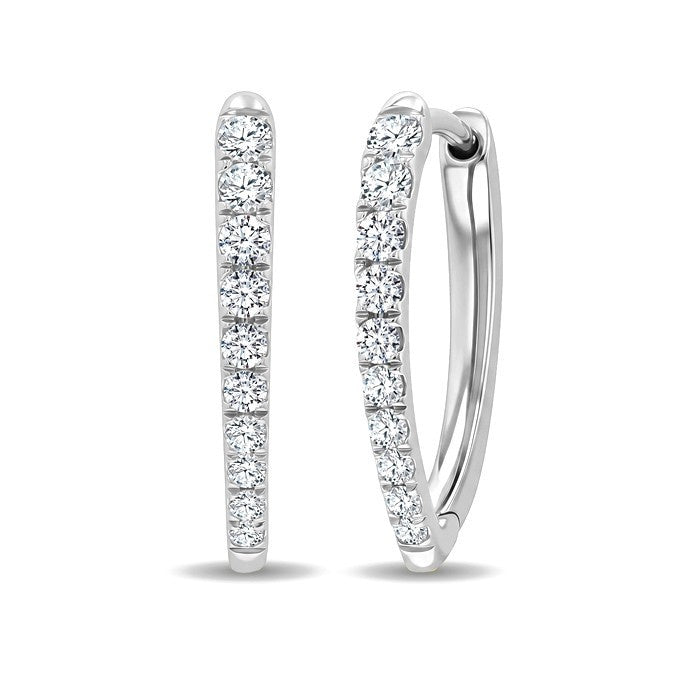 1/2 Ctw Round Cut Diamond Chevron Hoop Earrings in 14K White Gold