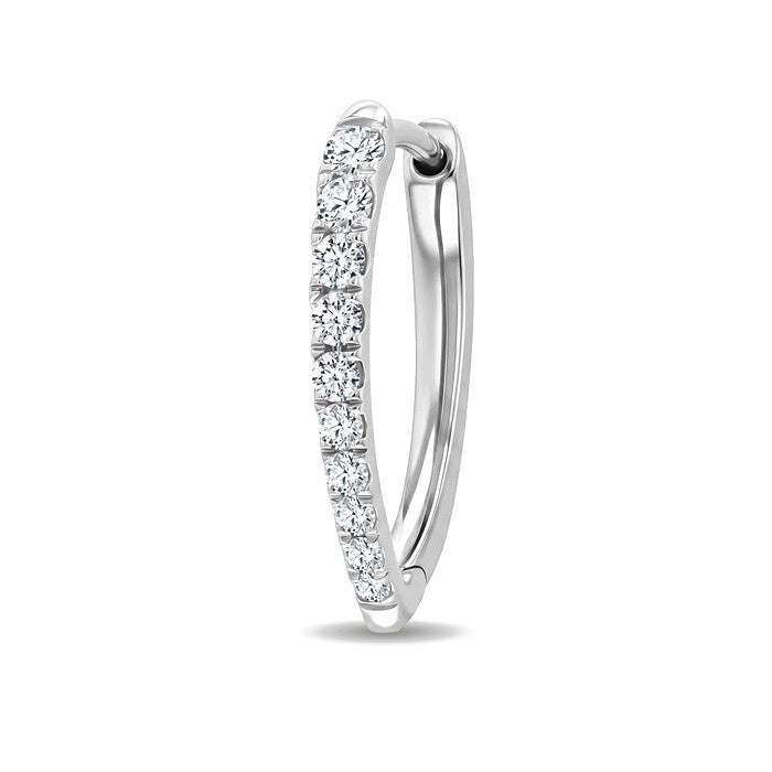 1/2 Ctw Round Cut Diamond Chevron Hoop Earrings in 14K White Gold