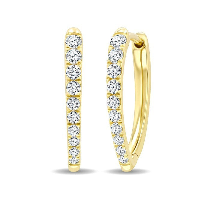 1/2 Ctw Round Cut Diamond Chevron Hoop Earrings in 14K Yellow Gold