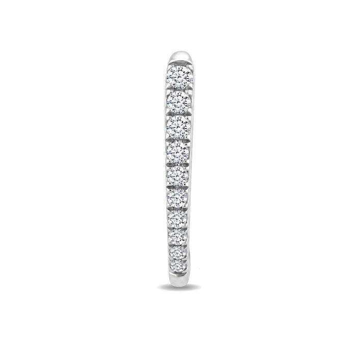 1/4 Ctw Round Cut Diamond Chevron Hoop Earrings in 14K White Gold