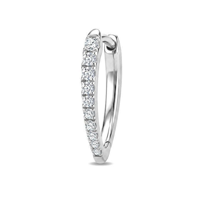 1/4 Ctw Round Cut Diamond Chevron Hoop Earrings in 14K White Gold