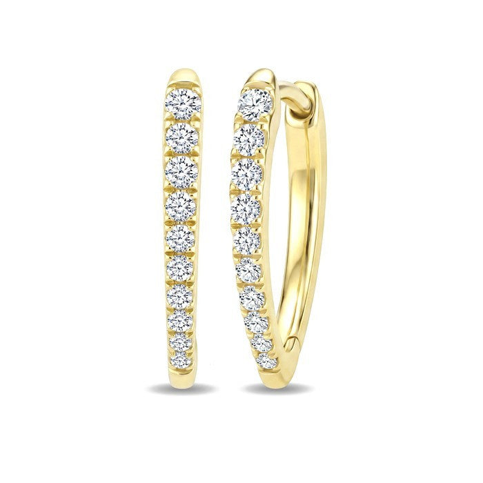 1/4 Ctw Round Cut Diamond Chevron Hoop Earrings in 14K Yellow Gold