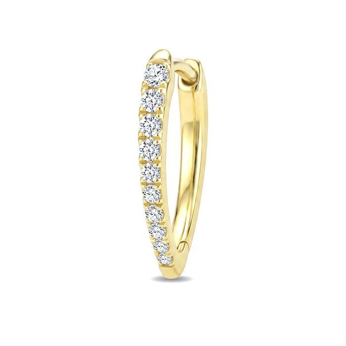 1/4 Ctw Round Cut Diamond Chevron Hoop Earrings in 14K Yellow Gold