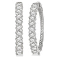 2 Ctw Zigzag Baguette and Round Cut Diamond Hoop Earrings in 14K White Gold