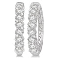 1 Ctw Zigzag Baguette and Round Cut Diamond Hoop Earrings in 14K White Gold