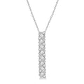 1/2 Ctw Zigzag Baguette and Round Cut Diamond Bar Pendant With Chain in 14K White Gold