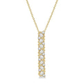 1/2 Ctw Zigzag Baguette and Round Cut Diamond Bar Pendant With Chain in 14K Yellow Gold