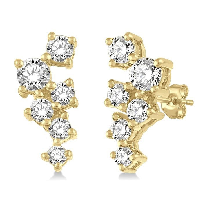 1/4 Ctw Scatter Round Cut Diamond Fashion Earrings in 14K Yellow Gold