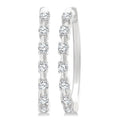 1/4 Ctw Round Cut Diamond Floating Hoop Fashion Earrings in 10K White Gold