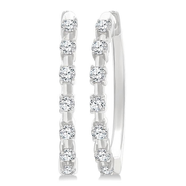 1/4 Ctw Round Cut Diamond Floating Hoop Fashion Earrings in 10K White Gold