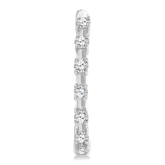 1/4 Ctw Round Cut Diamond Floating Hoop Fashion Earrings in 10K White Gold
