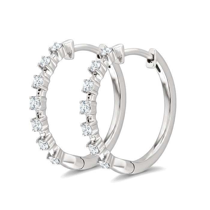 1/4 Ctw Round Cut Diamond Floating Hoop Fashion Earrings in 10K White Gold
