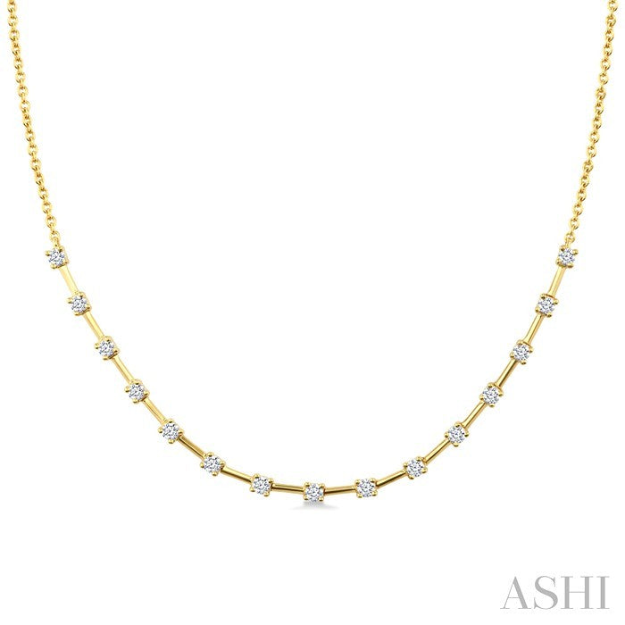 1/3 Ctw Round Cut Diamond Floating Fashion Necklace in 10K Yellow Gold