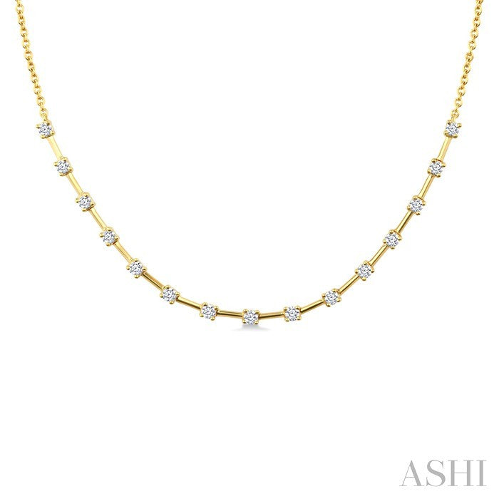 1/3 Ctw Round Cut Diamond Floating Fashion Necklace in 10K Yellow Gold
