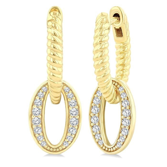 1/4 Ctw Interlocked Rope Round Cut Diamond Fashion Earrings in 10K Yellow Gold
